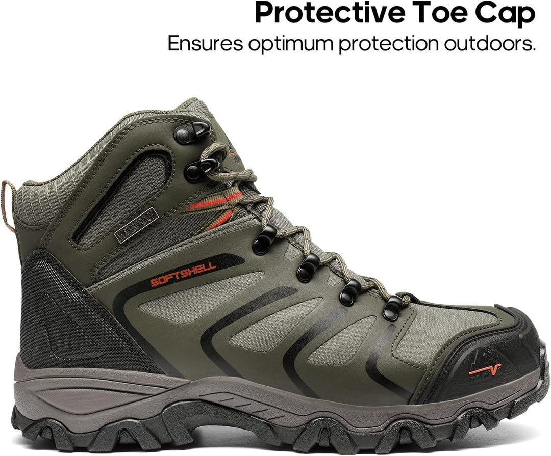 NORTIV 8 Herren-Wanderstiefel, wasserdichte Outdoor-Trekkingstiefel 42 EU Weit Armee Grün, 42 EU Wei