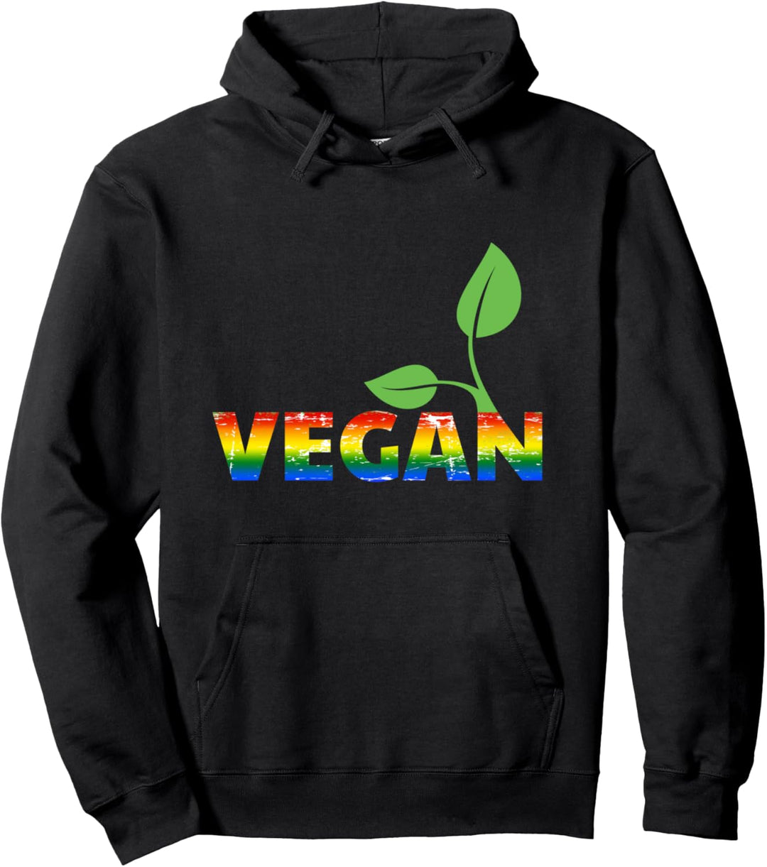 Vegan Pride Distressed LGBTQ Pullover Hoodie