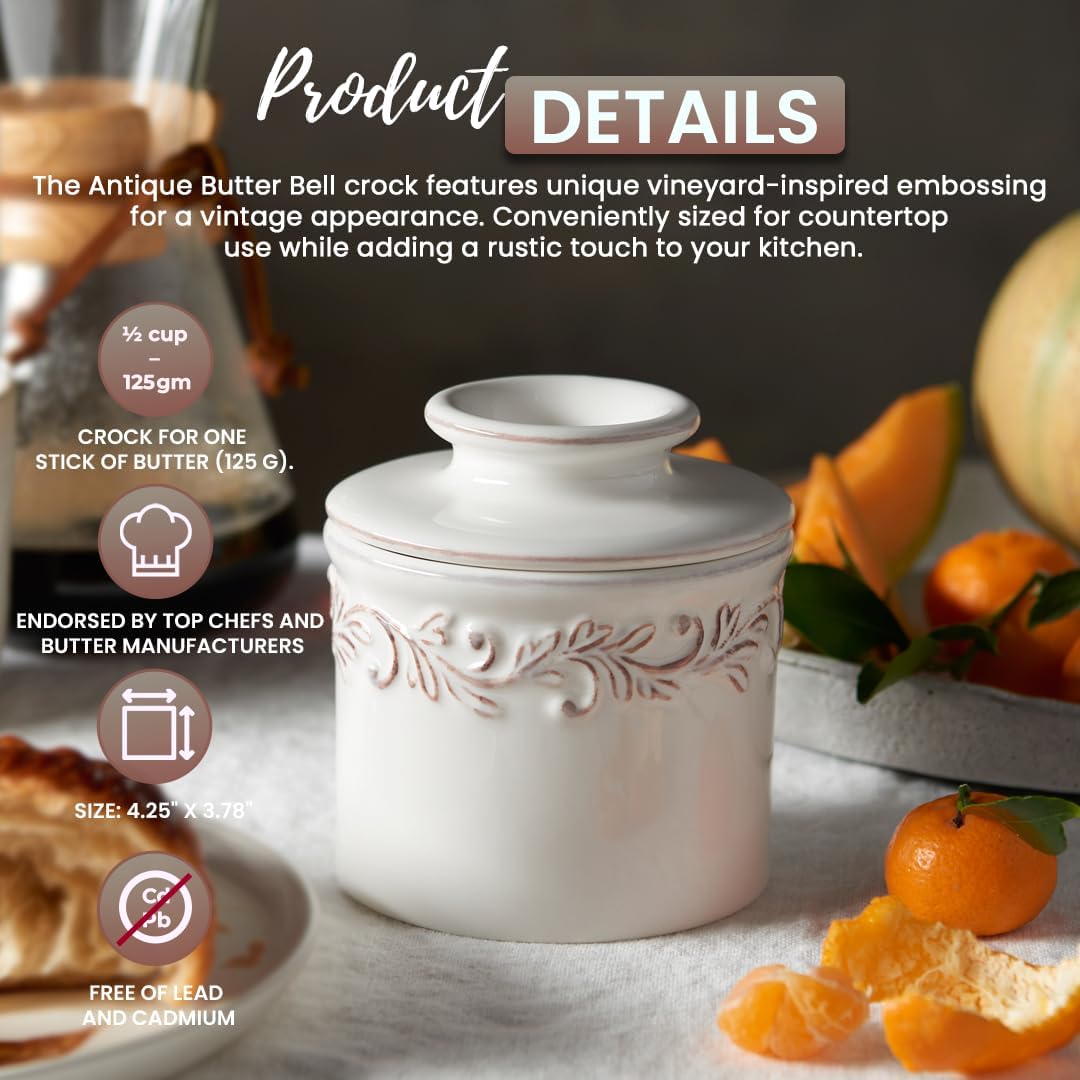 Butter Bell Buttertopf New Bone China, White Linen Buttertöpfe Butter Weiss, Wei&amp;