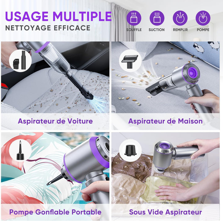 oGoDeal Handstaubsauger Akku 4-in-1, 26000PA Handstaubsauger Kabellos Auto Staubsauger Stark 3-Gang