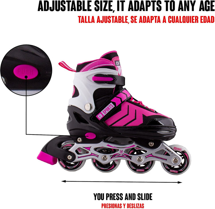 Calma Dragon Inline-Skates, grössenverstellbar, Profi-Skates für Erwachsene und Kinder, 4 Rollen, Sc