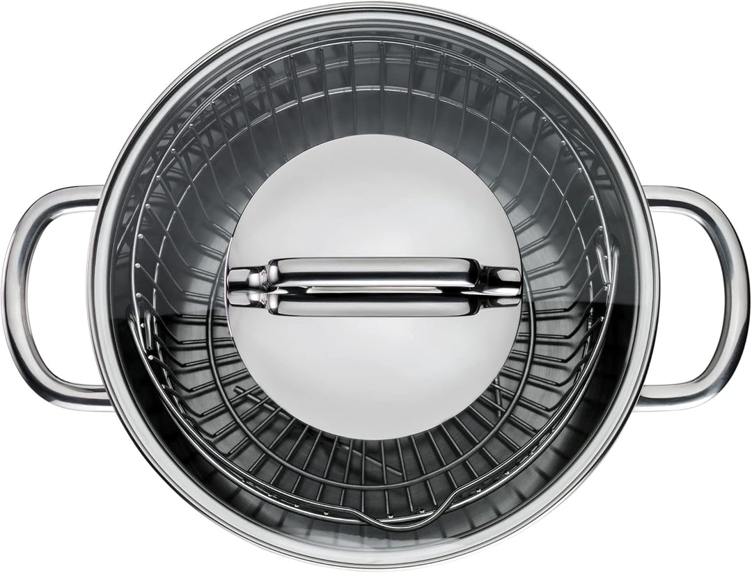 WMF Spargeltopf hoch mit Glasdeckel 16cm, Spargeltopf Induktion, Dampfgarer 5l, Cromargan Edelstahl
