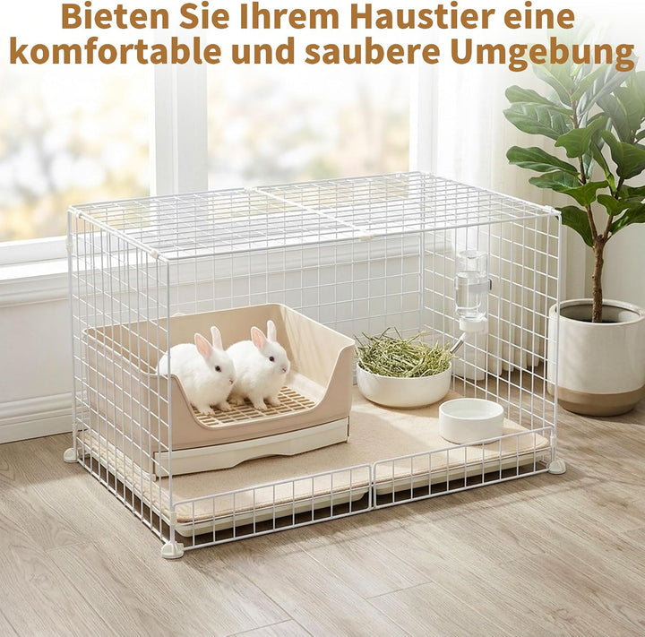 rloao Kaninchen Toilette Gross mit Abnehmbarem Schublade, Ecktoilette, Beige | Grosse Hasentoilette
