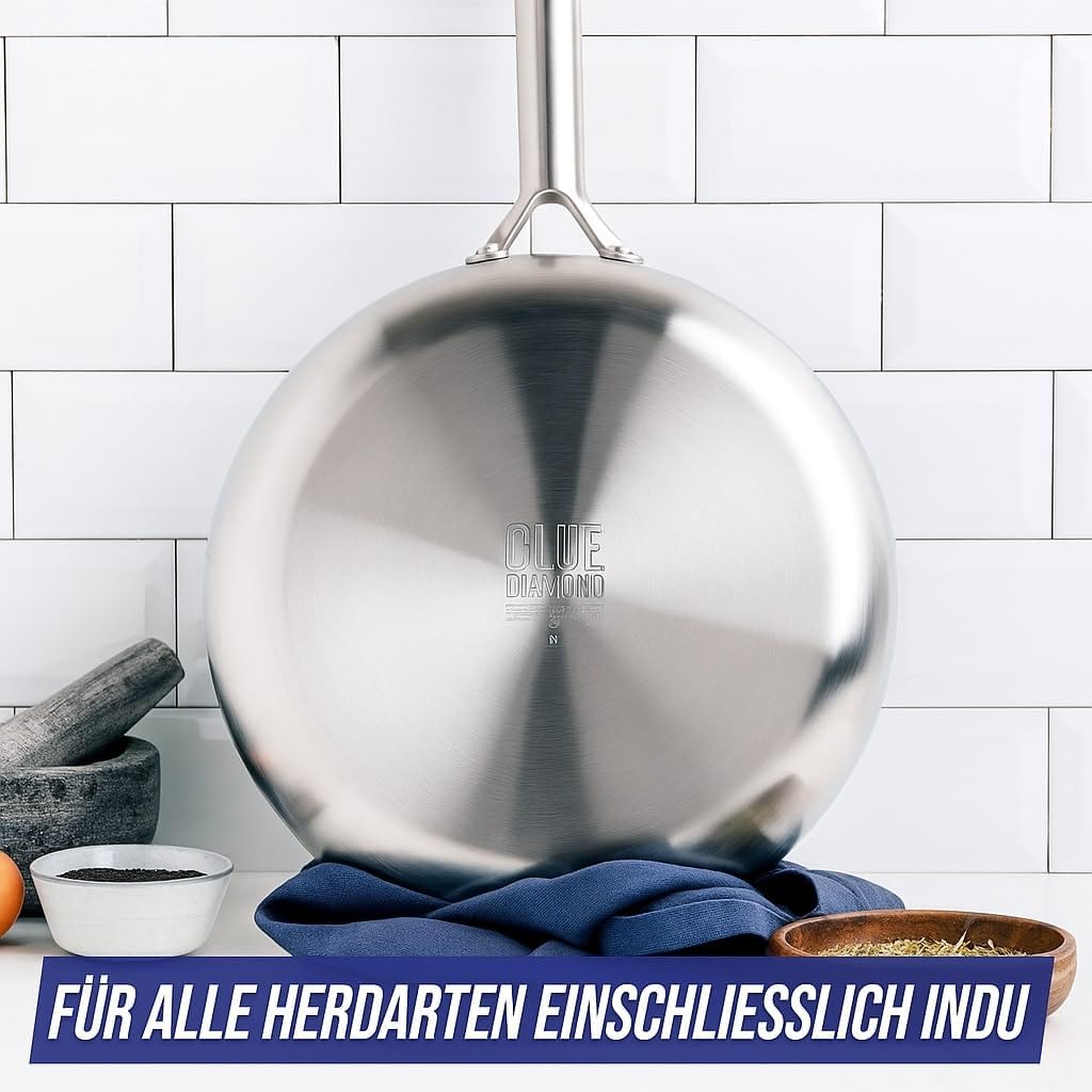 Blue Diamond Cookware Triple Steel Edelstahl Keramik Antihaft, 20 cm Bratpfanne, Tri-Ply, PFAS-frei,