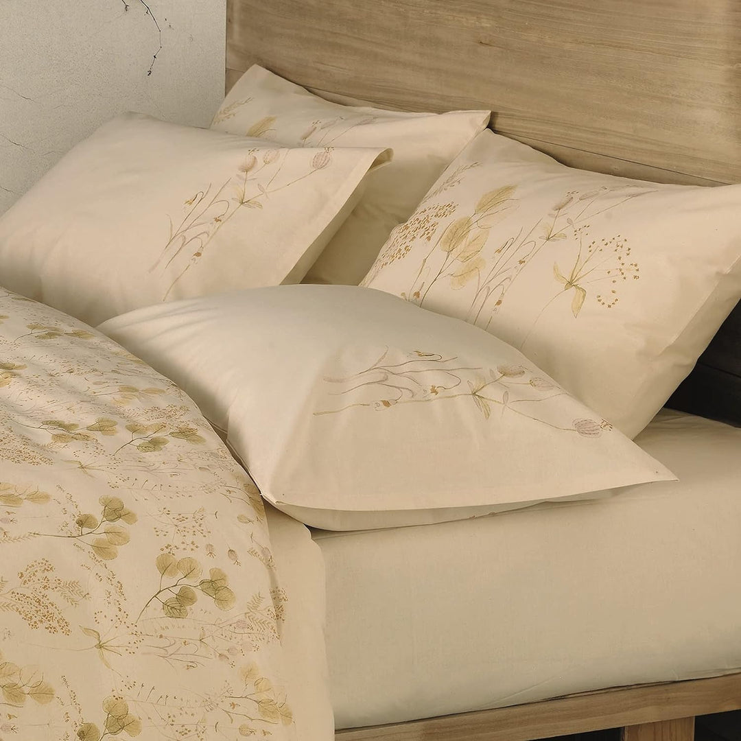 Bettwäsche-Set für Doppelbett, 250 x 200 + 40 cm, Gabel Natur, Art. Wasser, mit System Piu Mio