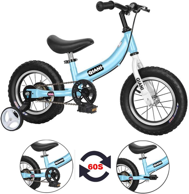 Qiani Laufrad 2 in 1 für Kinder ab 2 3 4 5 6 7 Jahre,Kinderlaufrad mit Bremse,Stützräder,Pedalen,Luf