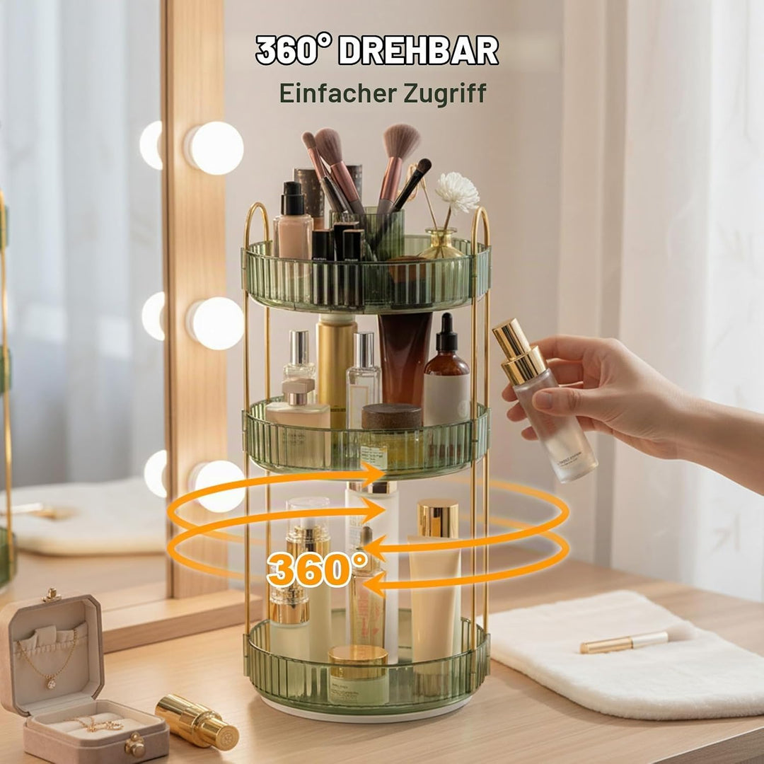 SHANNA Make Up Kosmetik Organizer: 3 Verstellbare Ebenen Make-Up-Aufbewahrung auf Ständer, Drehbarer