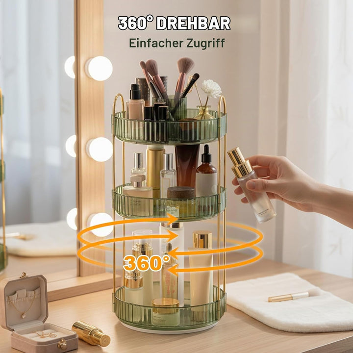 SHANNA Make Up Kosmetik Organizer: 3 Verstellbare Ebenen Make-Up-Aufbewahrung auf Ständer, Drehbarer