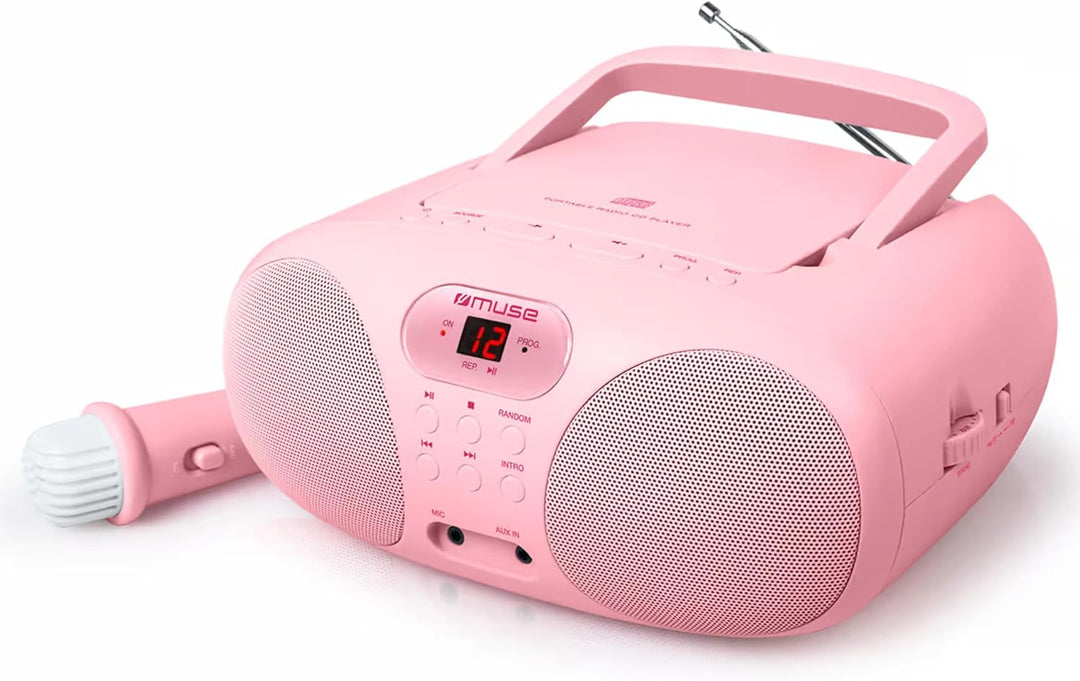 MUSE Radio und CD-Player MD-203 KP | für Mädchen | Pink | mit Mikrofon und AUX-Anschluss (3,5mm) ros