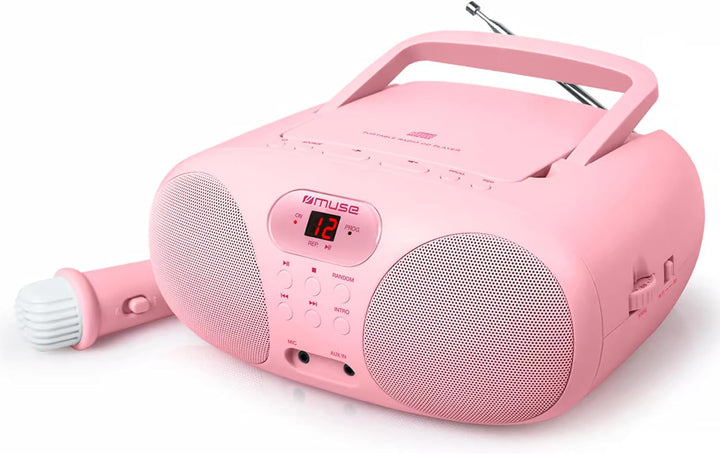 MUSE Radio und CD-Player MD-203 KP | für Mädchen | Pink | mit Mikrofon und AUX-Anschluss (3,5mm) ros
