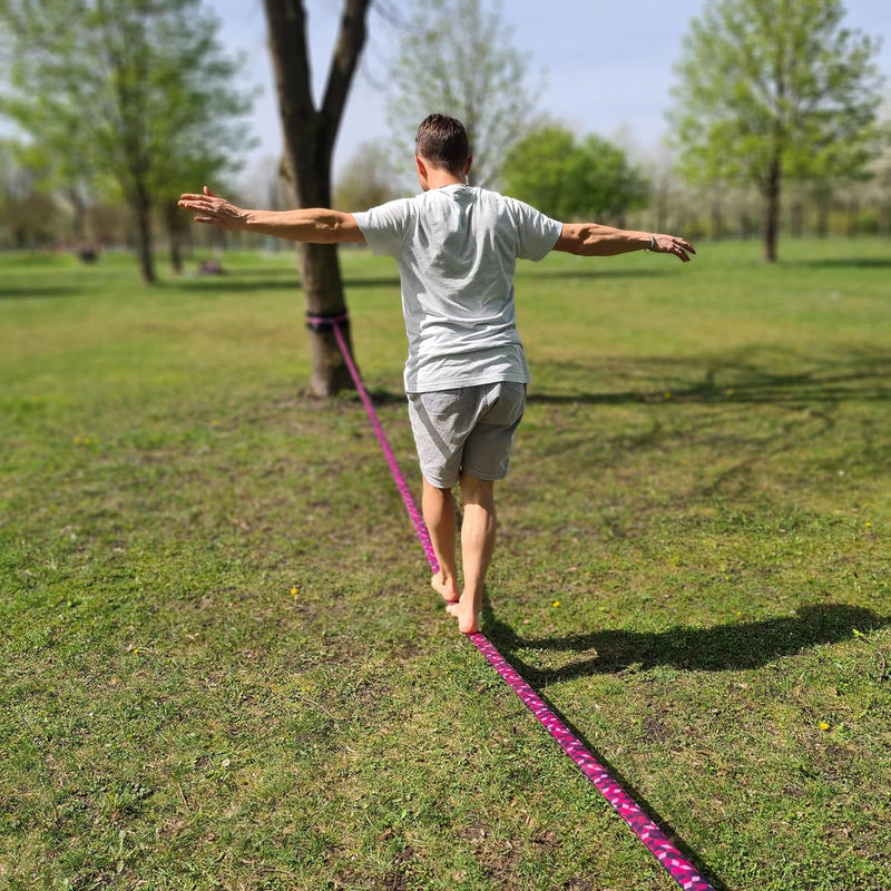 Slackline Set, Cubes, 35 Meter Länge, Komplettset für Kinder, Anfänger, Fortgeschrittene und Profis,