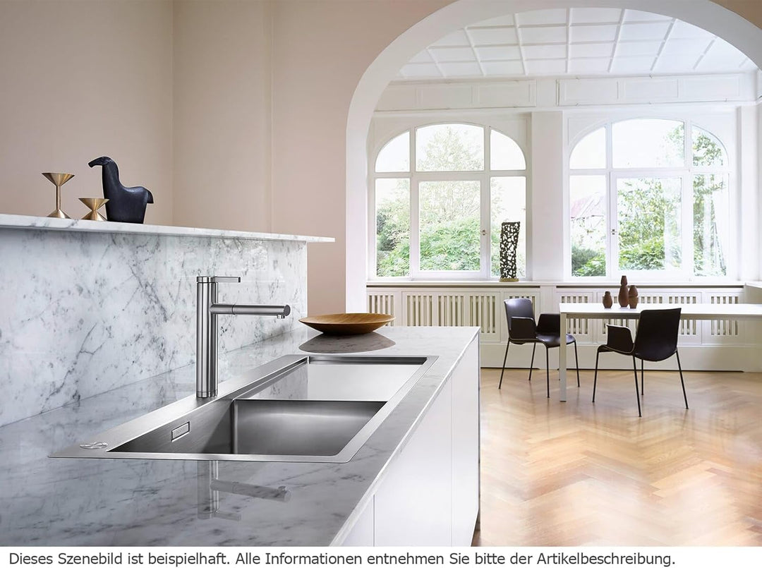 BLANCO CLARON 5 S-IF | Edelstahl | Einbauart: Einbau von Oben & Flächenbündig | Hauptbecken links |
