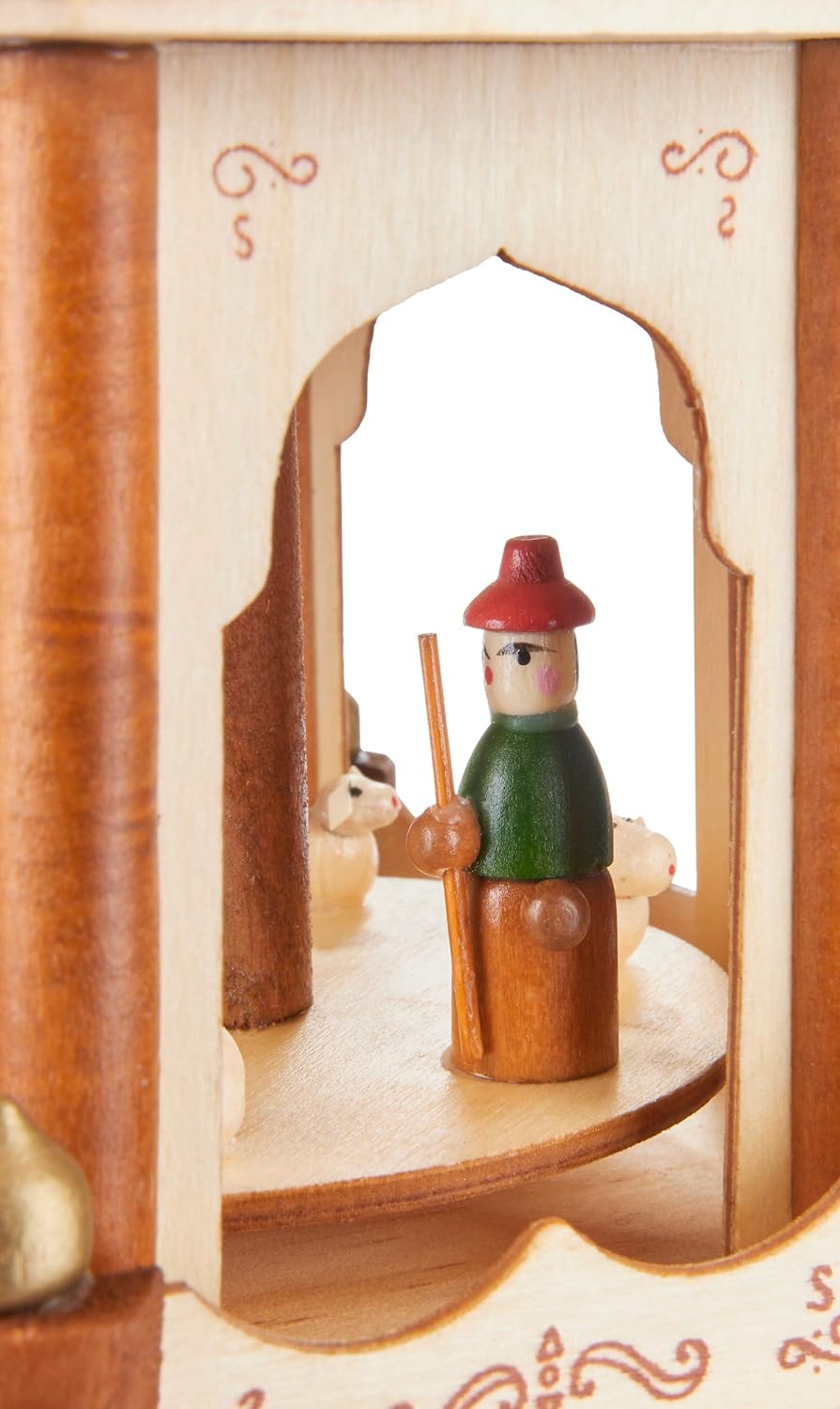 Brubaker Weihnachtspyramide Holzpyramide - Natur - 3 Etagen - 45 cm Höhe - handbemalte Figuren Natur