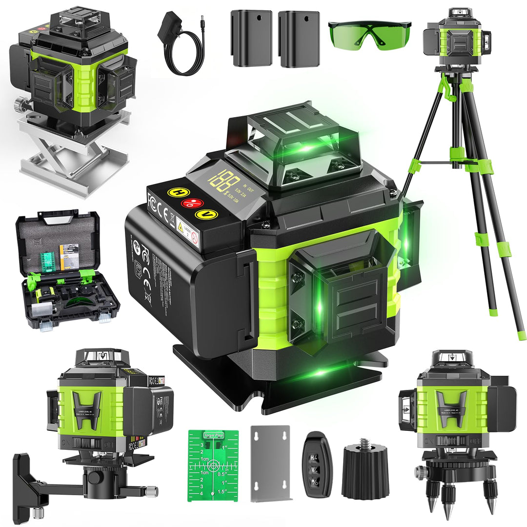 Kreuzlinienlaser Grün 16 Linien Nivellierlaser mit Stativ, 4 x 360 ° Laser wasserwaage, linienlaser