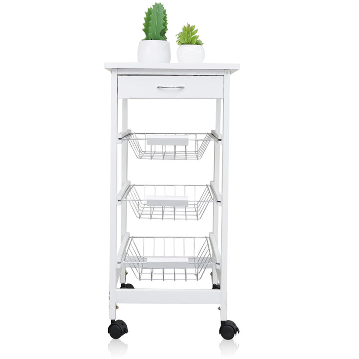 DRULINE Servierwagen Beistellwagen 37x37x76 cm, Multifunktionaler Küchentrolley mit 3 Ebenen, Mobile