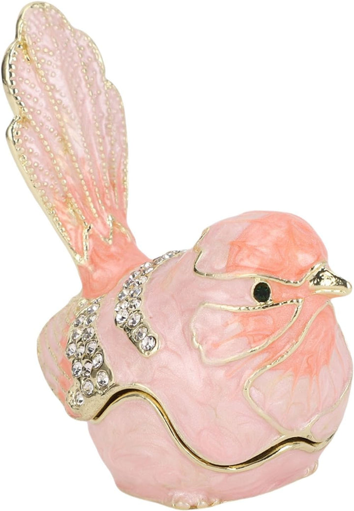 Schmuckkästchen in Vogelform, Handbemalte Emaille-Schmuckaufbewahrungsbox mit Kristallen, Dekorative