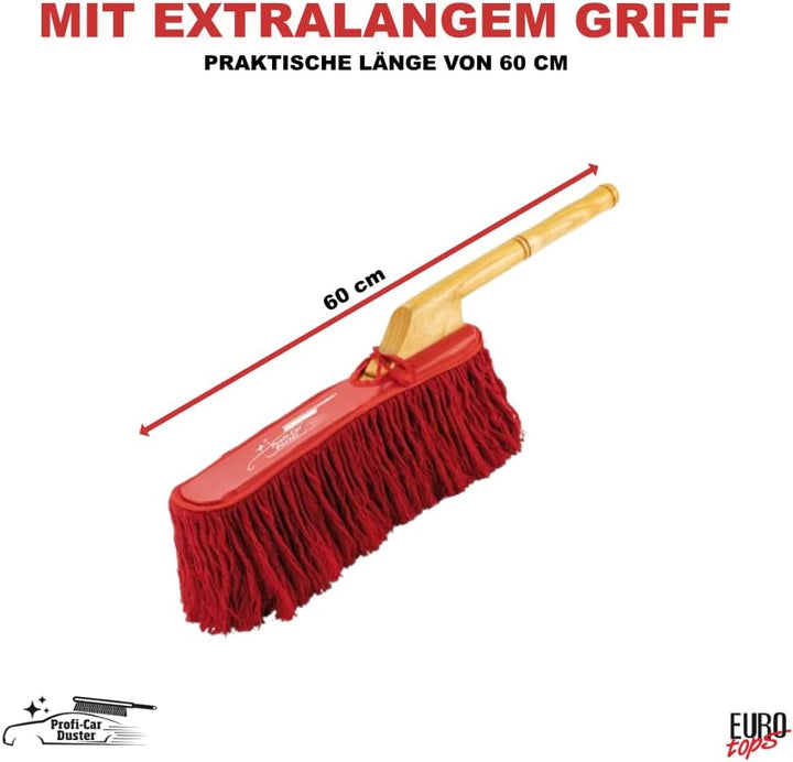 EUROtops Profi Car Duster Handbesen, Auto-Reinigung ohne Wasser Rot Extra Lang, Rot Extra Lang