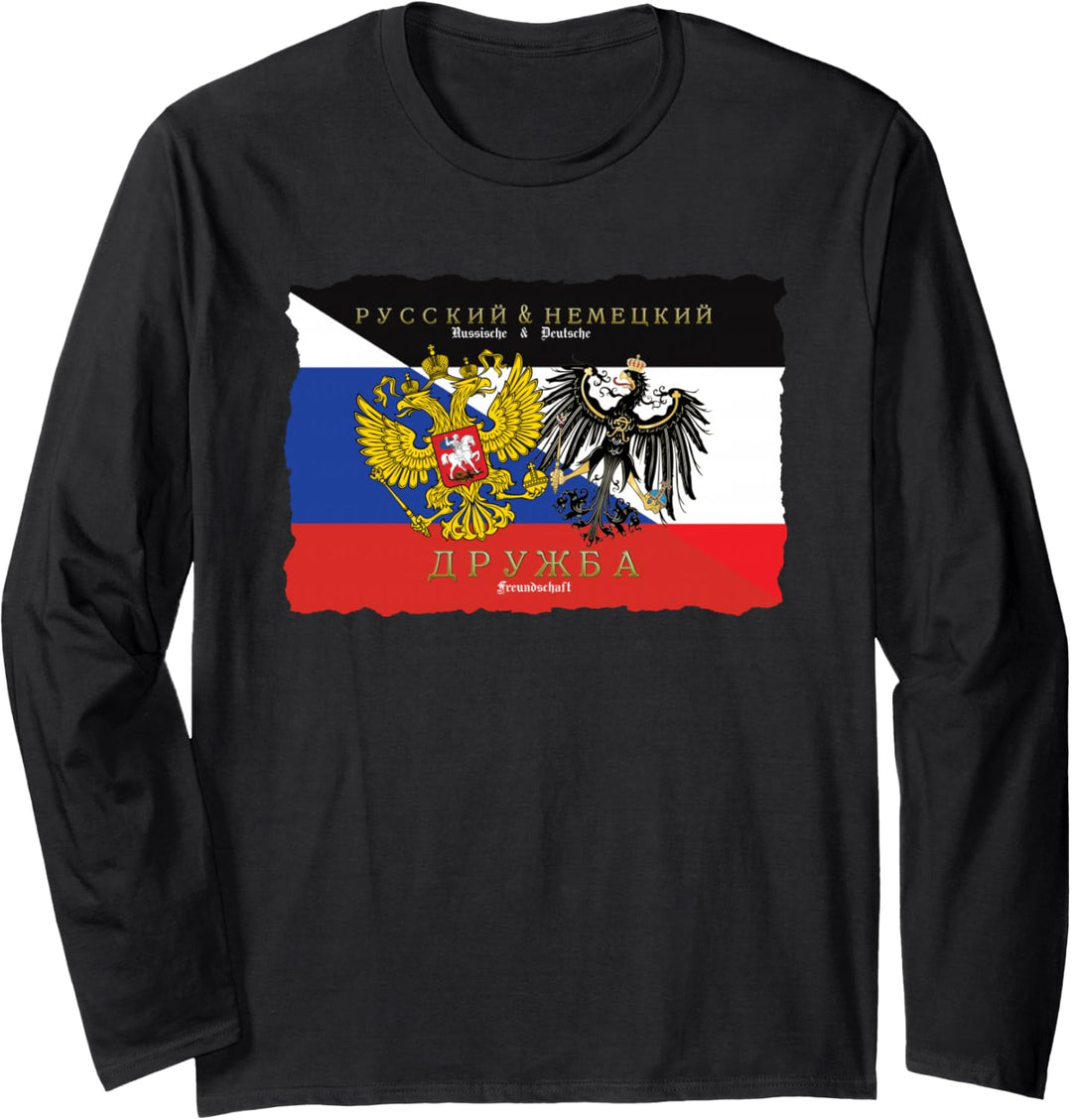 Russland & Deutschland Freundschaft Flaggen Wappen mit Adler Langarmshirt