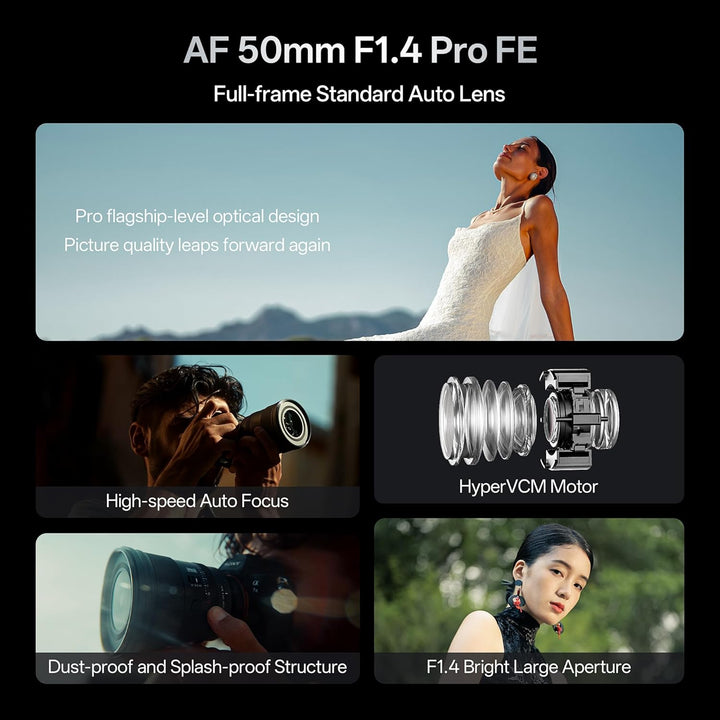 VILTROX AF 50mm F1.4 Pro FE Objektiv für Sony E-Mount, 50mm f/1.4 grosser Blendenöffnung Autofokus-P
