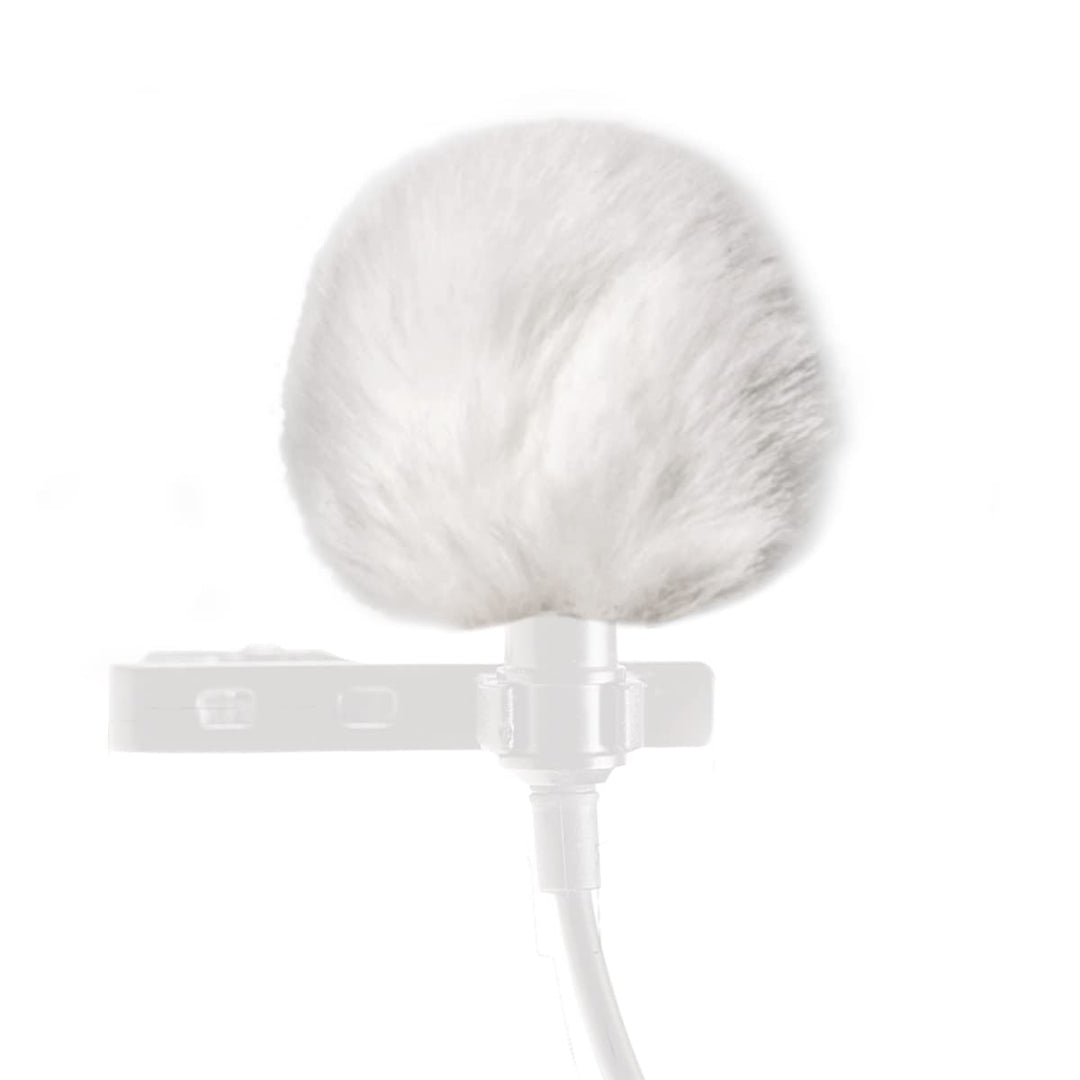 keepdrum 2x WS05-WH White Mini Fell-Windschutz für Lavalier-Mikrofone und Headsets in Weiss