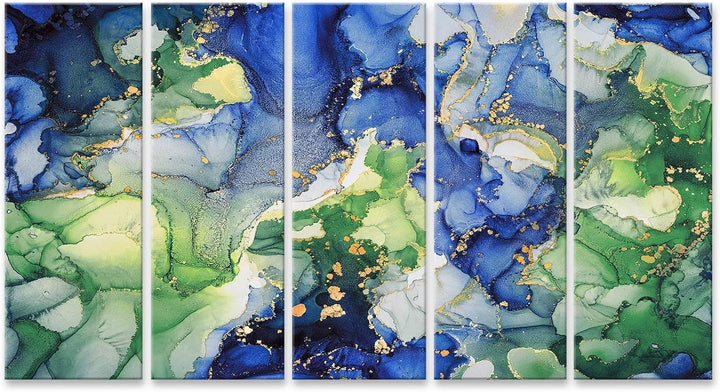 islandburner Bild auf Leinwand Effekt Luxus Abstrakte Fluid Art Hintergrund Mischung aus Grün Blau u