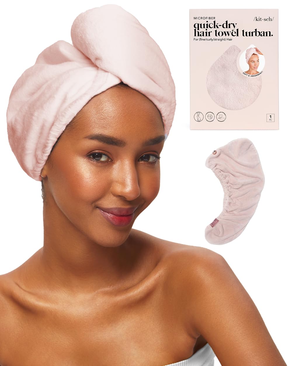 Kitsch Mikrofaser-Haarhandtuch – schnell trocknende lockige Haarwickel für Frauen nasses Haar,Mikrof