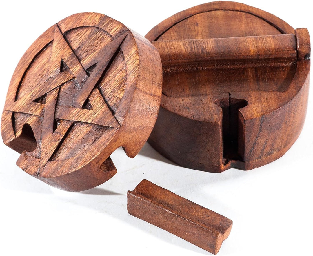 Windalf Schutz Schmuckdose Pentagramm Ø 9 cm Celtic Puzzledose Geschenkdose Schmuckschatulle Handarb