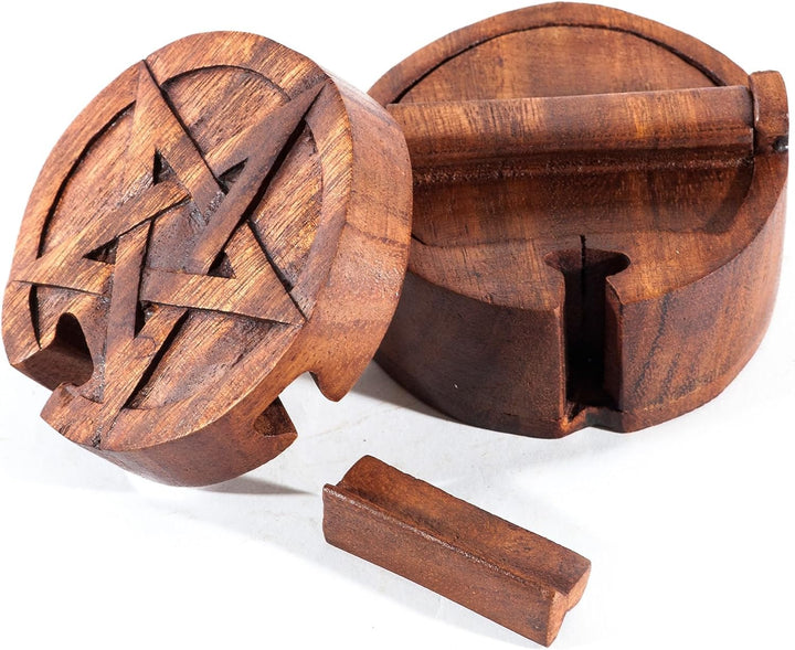 Windalf Schutz Schmuckdose Pentagramm Ø 9 cm Celtic Puzzledose Geschenkdose Schmuckschatulle Handarb
