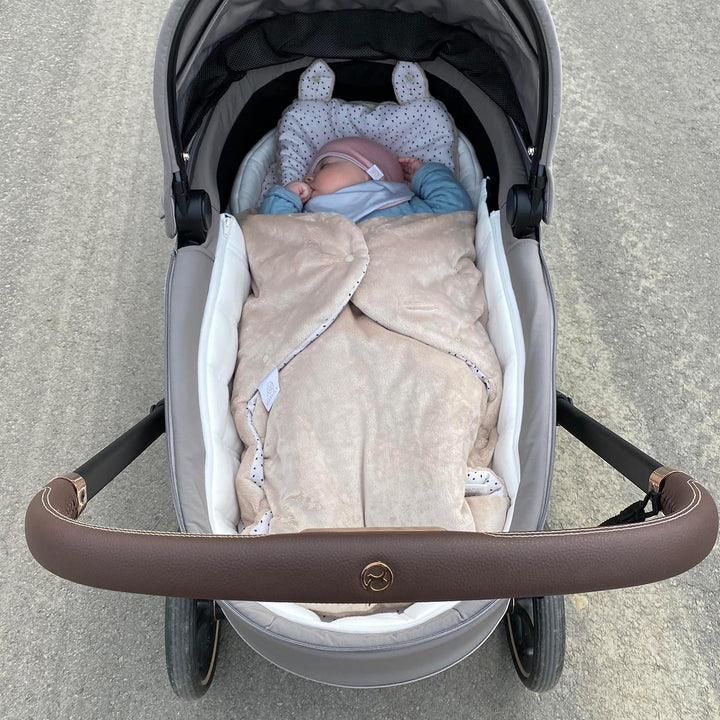 MAYLILY Einschlagdecke Babyschale, Kinderwagen Decke aus Bambus Viskose und Minky, Hergestellt in EU