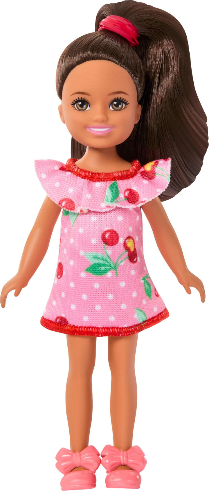 Barbie Club Chelsea, kleine Puppe Lula, ca. 15 cm gross, mit braunem Haar und abnehmbarem Kleid und