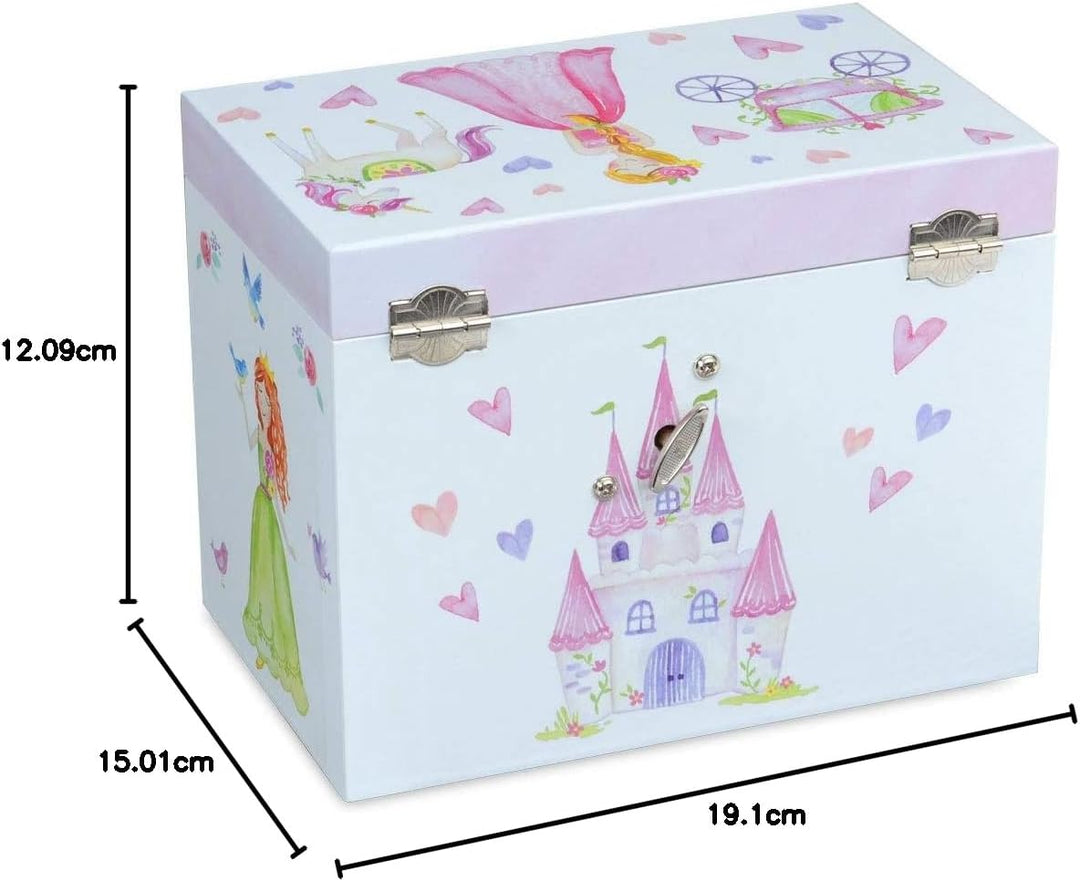 Jewelkeeper - Märchenprinzessin und Herzen grosse Musikschmuck-Aufbewahrungsbox mit 4 ausziehbaren S