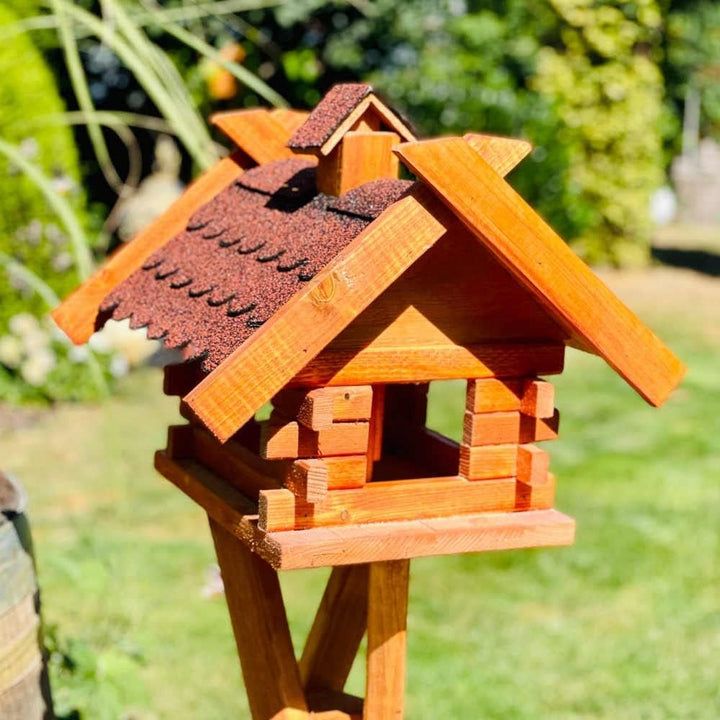 Rechteckiges Vogelhaus M - XL wetterfest aus Holz Vogel Futterstelle Haus mit und ohne Ständer (Grös