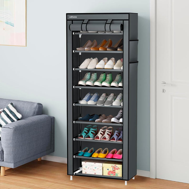 Edihome, Schuhregal, Stoff mit 10 Ebenen, (58 x 28 x 162 cm), Schuhaufbewahrung, mit staubdichtem Üb