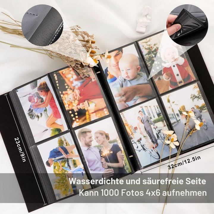 Lanpn Fotoalbum 10x15 1000, Extra Grosses XXL Leinen Einstecken Einsteckalbum für Hochformat Fotos B