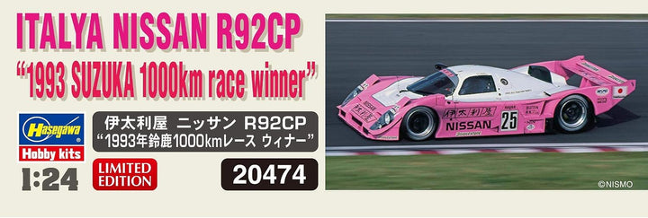 Hasegawa 20474 1/24 Italya Nissan R92CP, 1993 Suzuka 1000 km Race Winner Modellbausatz, Mehrfarbig,