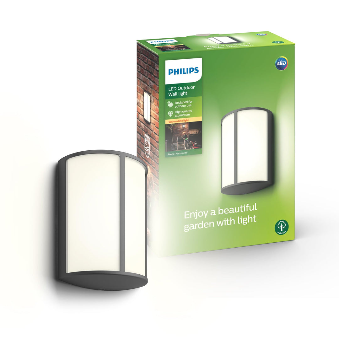 Philips MyGarden LED Wandaussenleuchte Stock, 6 W, Anthrazitgrau ohne Bewegungsmelder, ohne Bewegung