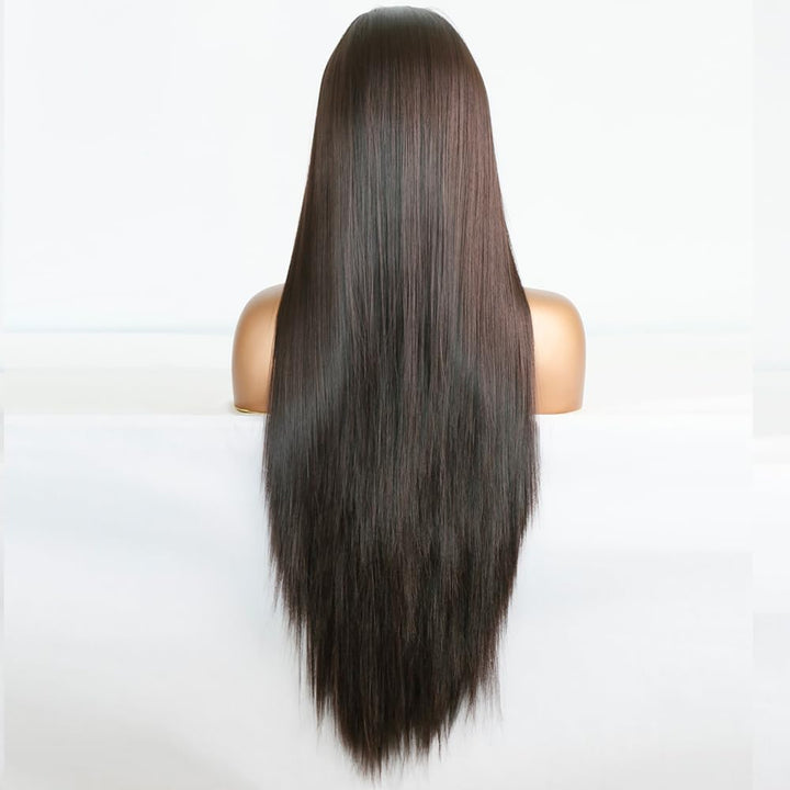 Greenmirr Brown Lace Front Perücke Lange Gerade 13X4 Lace Beheizte Synthetische Ersatz Perücke für F