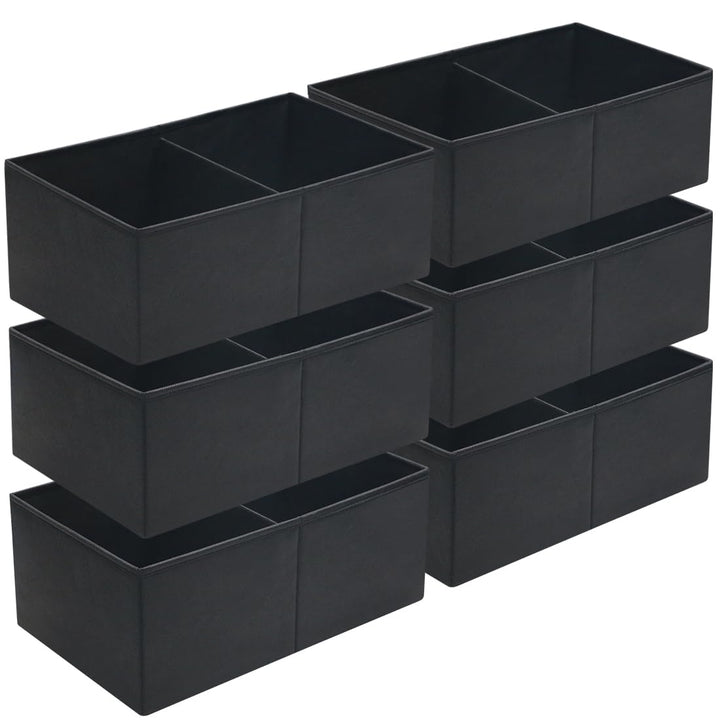 iwill CREATE PRO 6er-Set Schwarze Stoff-Aufbewahrungsboxen mit Trennwänden, 26x41,5x15,5cm faltbare