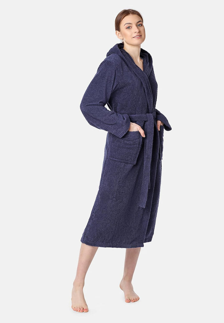 Ladeheid Damen Frottee Bademantel aus 100% Bio-Baumwolle LA40-225, Dunkelblau (D12)