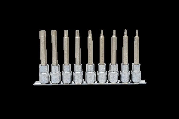 KS Tools 918.1890 1/2" CHROMEplus Bit-Stecknuss-Satz TX, Bohrung, lang, 9-tlg.TB20-TB60