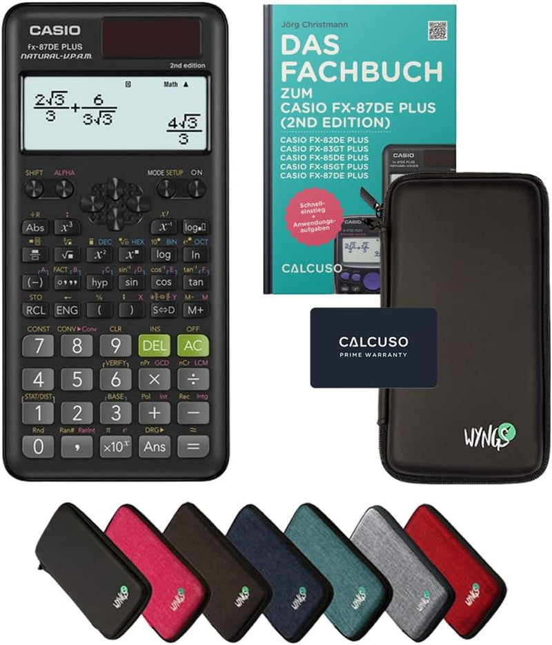 CALCUSO Standardpaket: Casio FX-87DE Plus 2 technisch-wissenschaftlicher Taschenrechner + WYNGS Schu