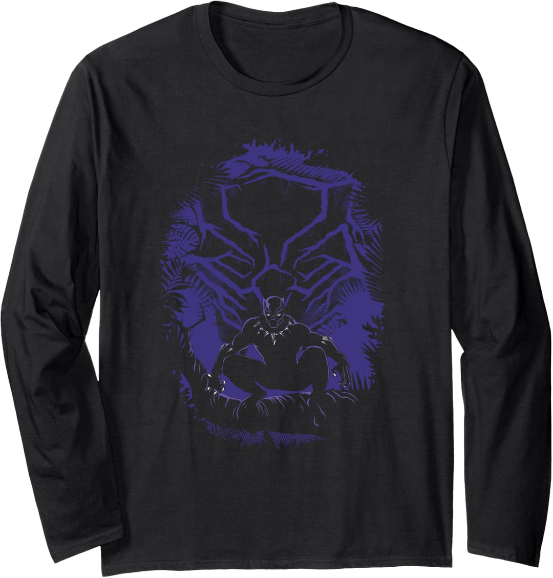 Marvel Black Panther King T'Challa Forest Mask Langarmshirt