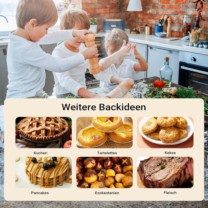 Wiltec Pizzamaker mit Keramiksteinplatte Ø32cm und Sichtfenster, Zwei Heizelemente max. 400°C, mit