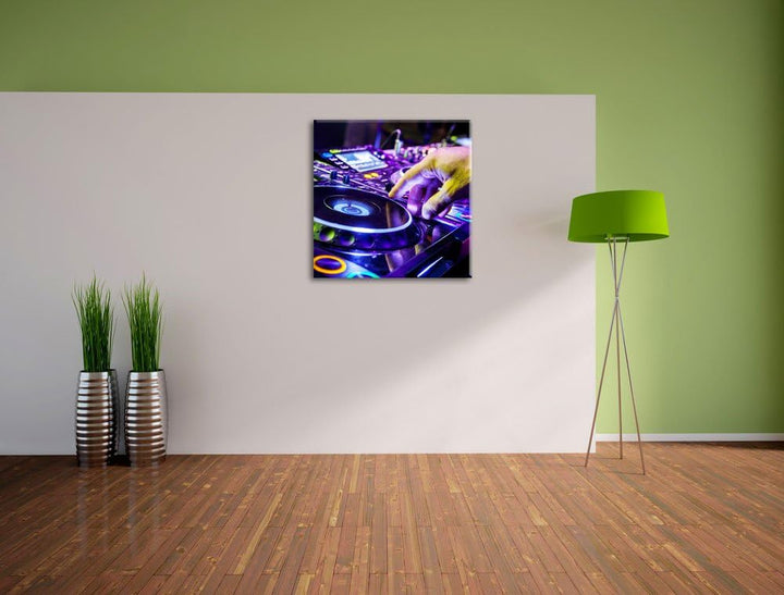 Pixxprint DJ Plattenteller Cool Music, Format: 70x70 auf Leinwand, 70x70