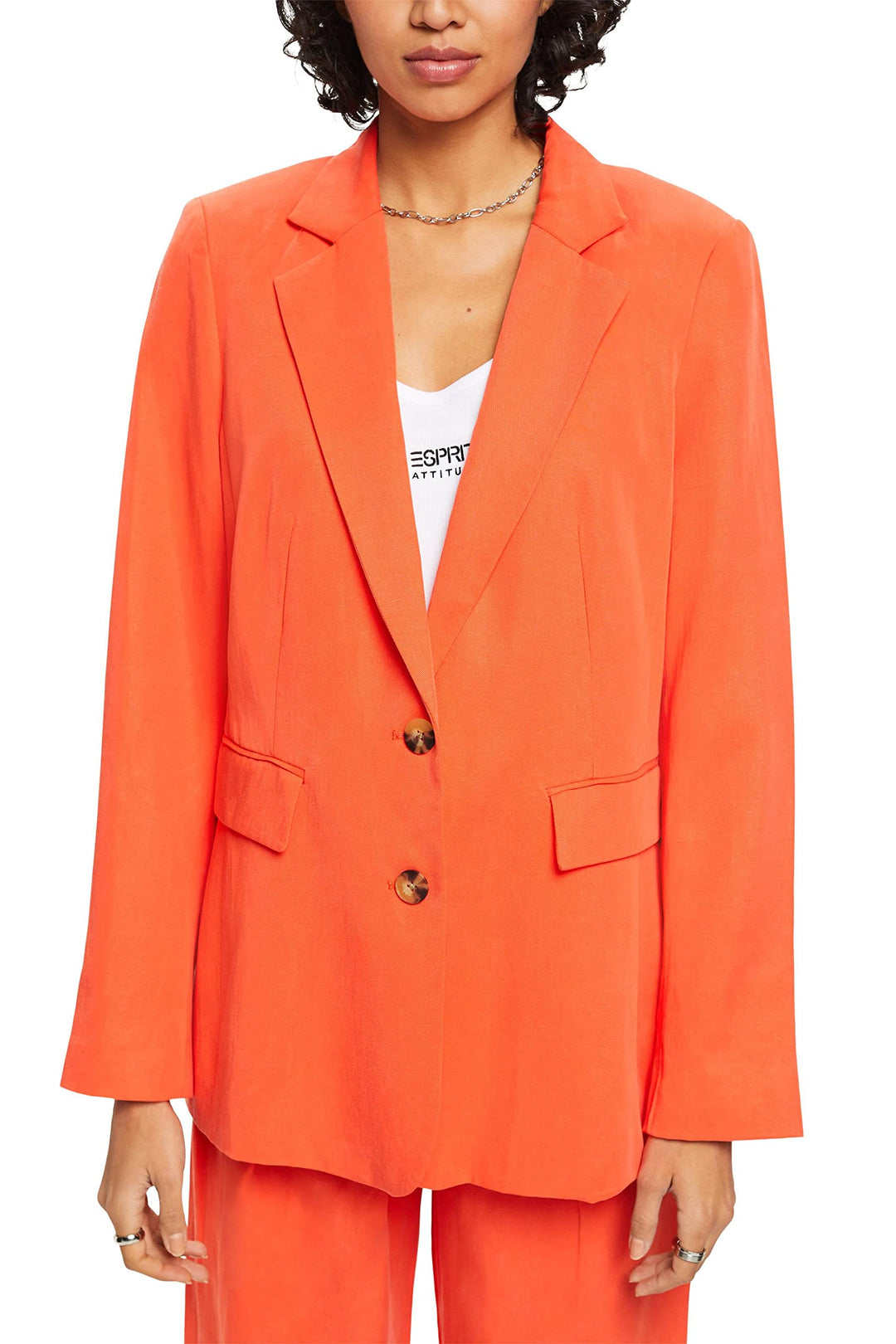 ESPRIT Einreihiger Blazer mit Leinen 44 Orange Red, 44 Orange Red