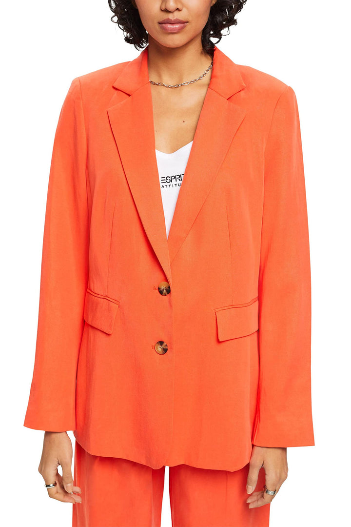 ESPRIT Einreihiger Blazer mit Leinen 44 Orange Red, 44 Orange Red