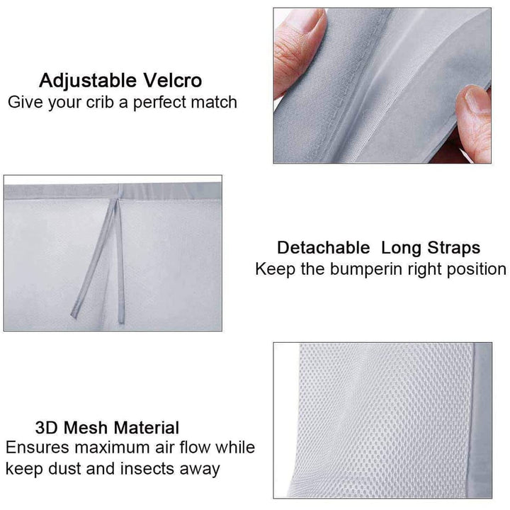Bettumrandung Babybett,Baby Nestchen Bettumrandung,Kopfumrandung Babybett,Babybett Atmungsaktiver Ko