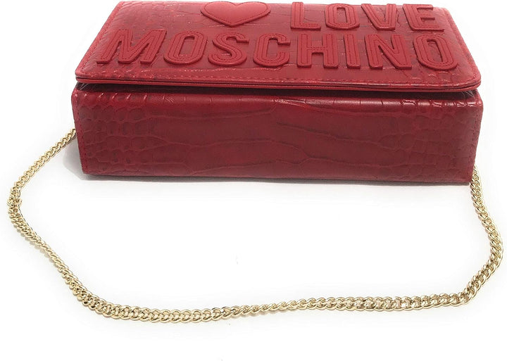 Love Moschino Damen Borsa Croco Pu Damentasche Rot, Rot
