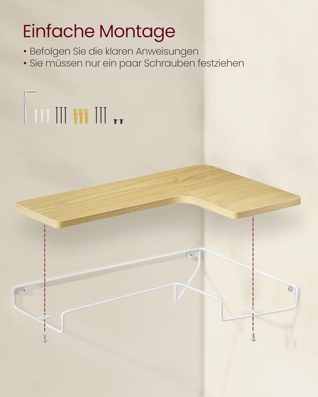 VASAGLE L-förmiges Eckregal, 2er Set, Wandregal, Industrie-Design, für Wohnzimmer, Schlafzimmer, Küc