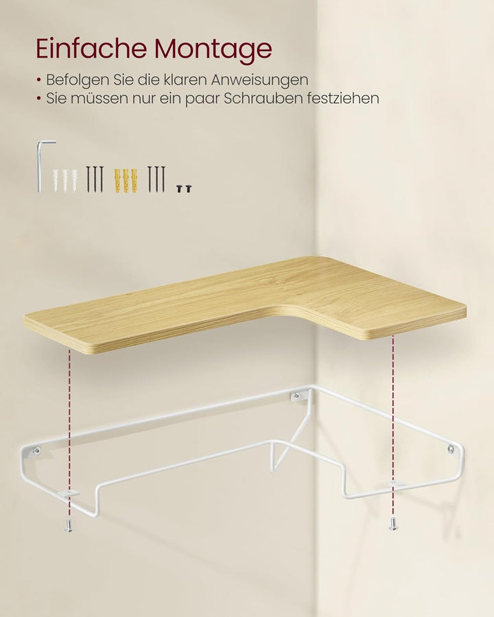 VASAGLE L-förmiges Eckregal, 2er Set, Wandregal, Industrie-Design, für Wohnzimmer, Schlafzimmer, Küc